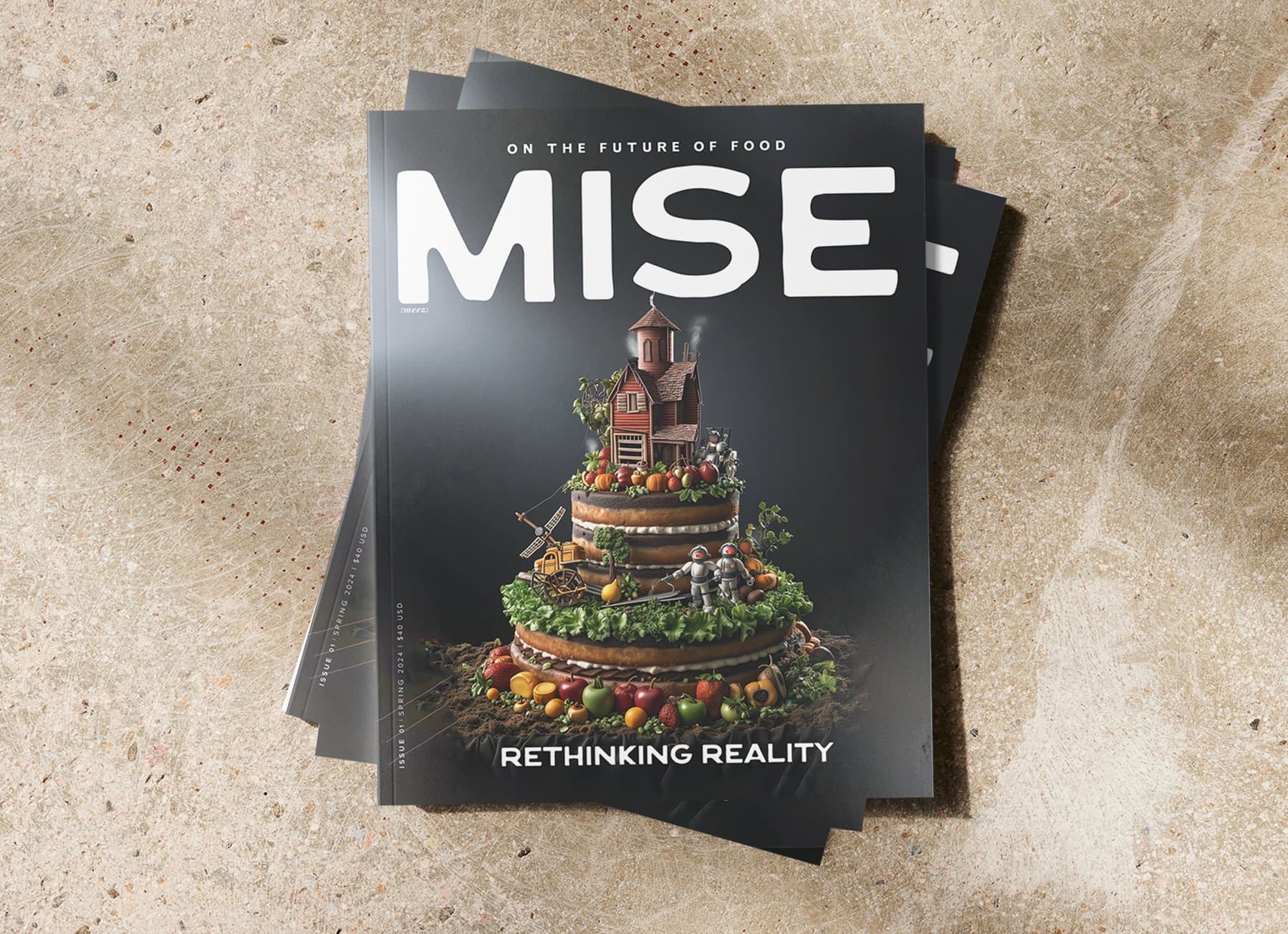 A stack of Mise: On the Future of Food — Issue 01, Rethinking Reality
